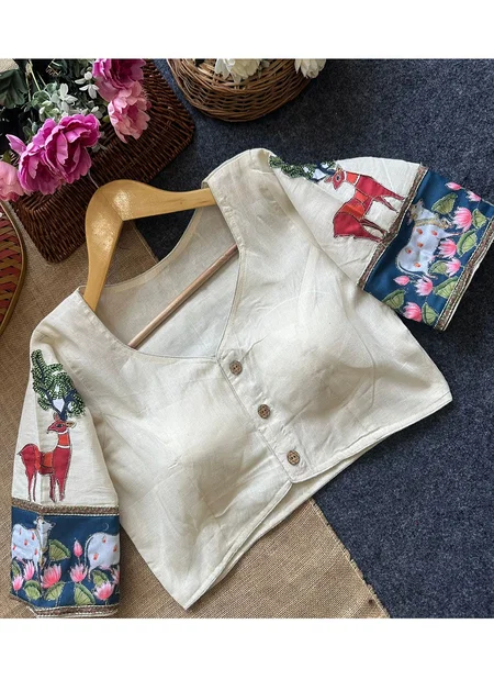 Fab Figure Aplic Vol 1 Camric Cotton Handwork Blouse Wholesalers In Delhi